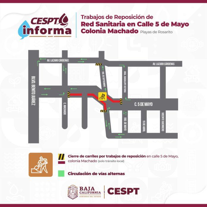 POR OBRAS DE REHABILITACIÓN CESPT AJUSTARÁ CIRCULACIÓN EN LA CALLE 5 DE MAYO DE PLAYAS DE ROSARITO. lasnoticias.info