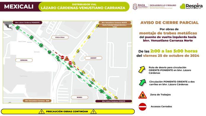 ANUNCIA SIDURT CIERRE PARCIAL EN BULEVAR LÁZARO CÁRDENAS POR OBRAS DE DISTRIBUIDOR VIAL. lasnoticias.info